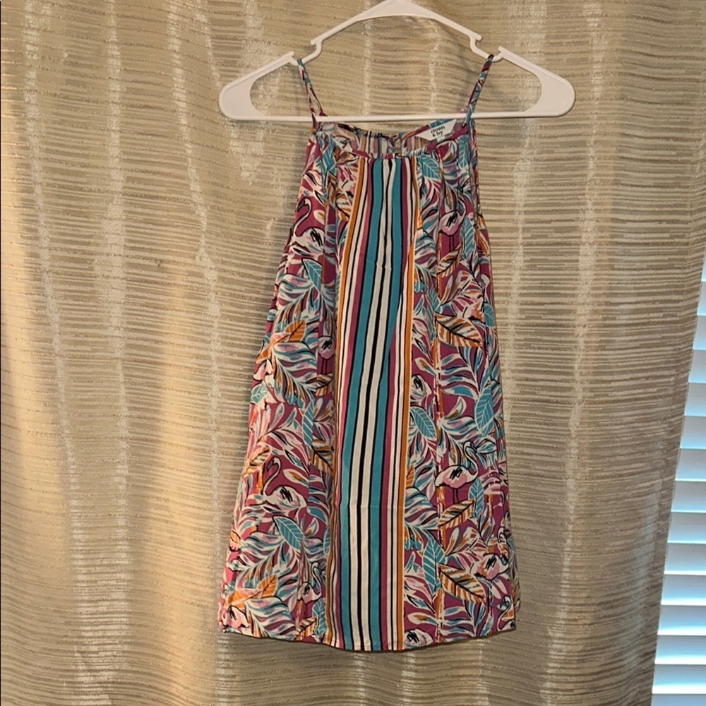 Crown & Ivy Tropical Tank Size S.   Flamingos. Pinks Blues Orange White Navy